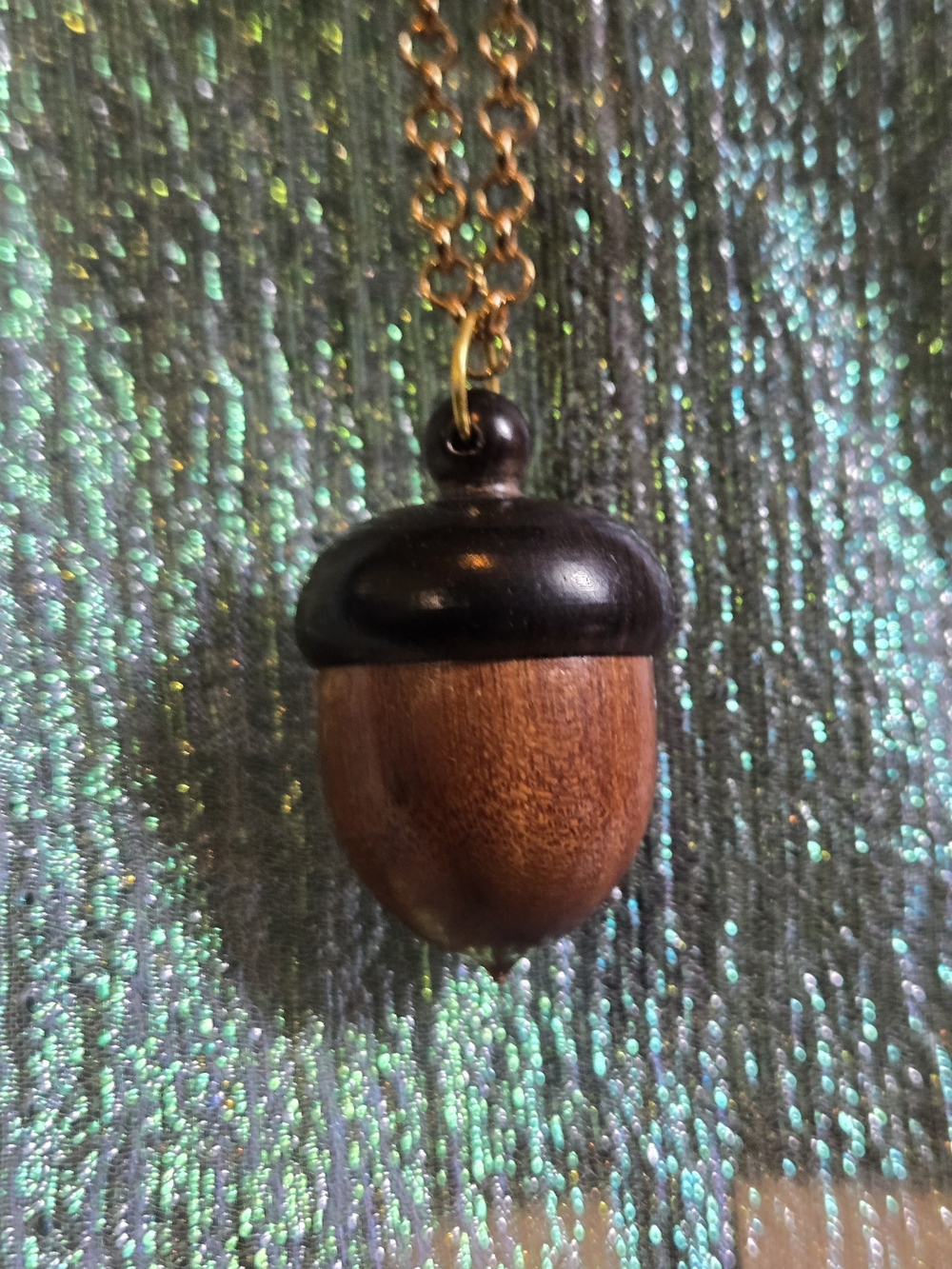 Hand Crafted Wood Acorn Pendant Necklace